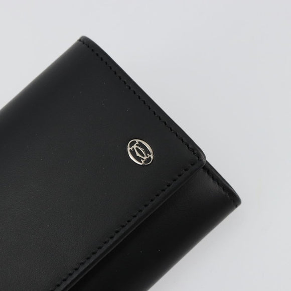 CARTIER Pasha Six Hooks Key Case Leather Black Silver Auth am11724V