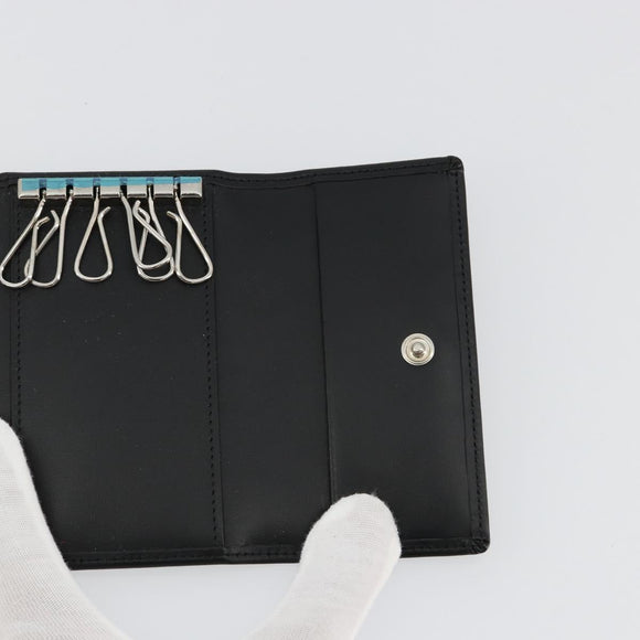 CARTIER Pasha Six Hooks Key Case Leather Black Silver Auth am11724V