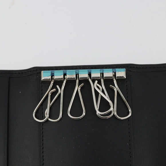 CARTIER Pasha Six Hooks Key Case Leather Black Silver Auth am11724V