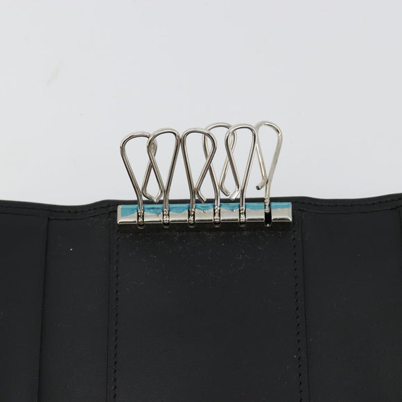 CARTIER Pasha Six Hooks Key Case Leather Black Silver Auth am11724V