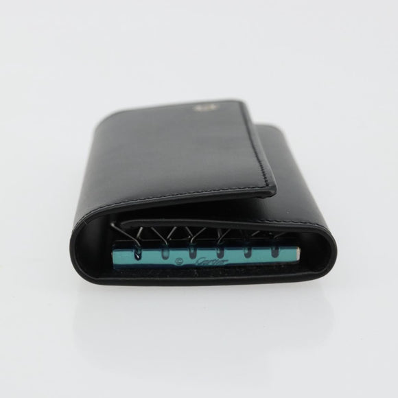CARTIER Pasha Six Hooks Key Case Leather Black Silver Auth am11724V