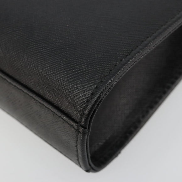 BURBERRY Clutch Bag PVC Canvas Black Silver Auth am11725V