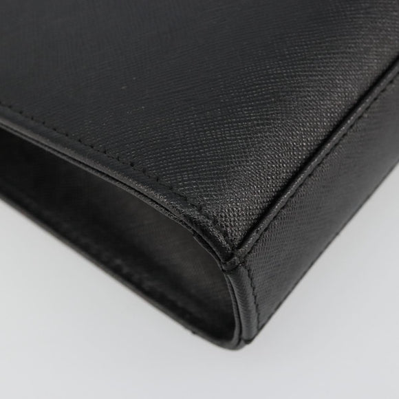 BURBERRY Clutch Bag PVC Canvas Black Silver Auth am11725V