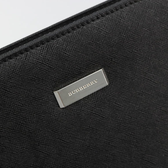 BURBERRY Clutch Bag PVC Canvas Black Silver Auth am11725V