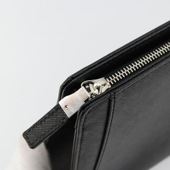 BURBERRY Clutch Bag PVC Canvas Black Silver Auth am11725V