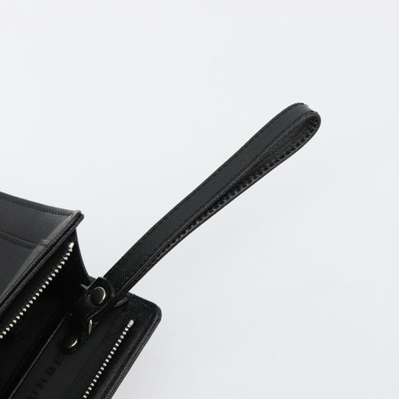 BURBERRY Clutch Bag PVC Canvas Black Silver Auth am11725V