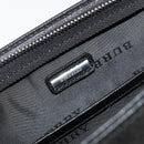 BURBERRY Clutch Bag PVC Canvas Black Silver Auth am11725V-10