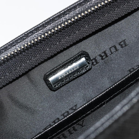 BURBERRY Clutch Bag PVC Canvas Black Silver Auth am11725V