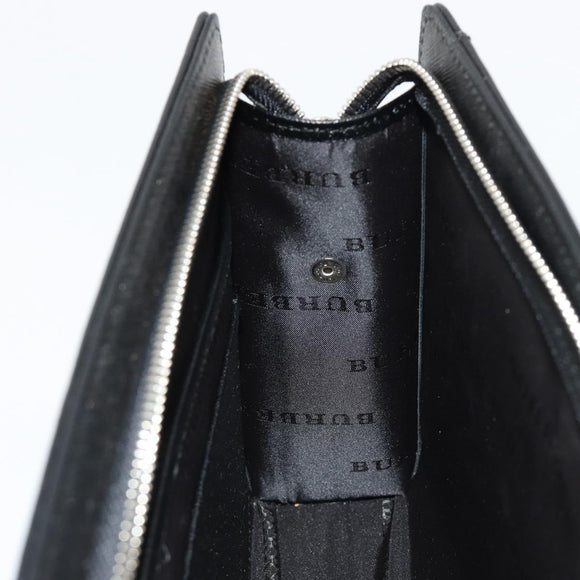 BURBERRY Clutch Bag PVC Canvas Black Silver Auth am11725V