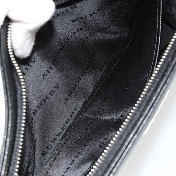 BURBERRY Clutch Bag PVC Canvas Black Silver Auth am11725V