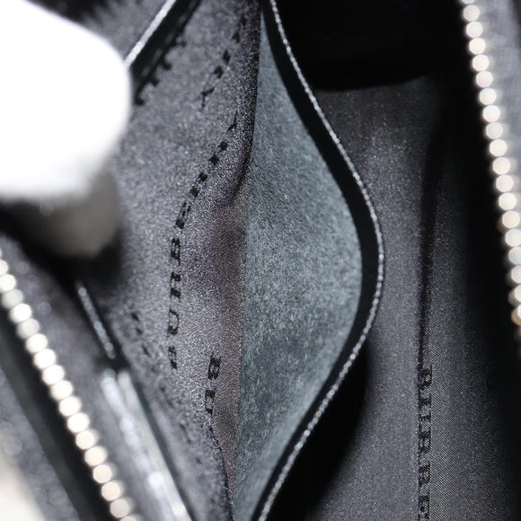 BURBERRY Clutch Bag PVC Canvas Black Silver Auth am11725V