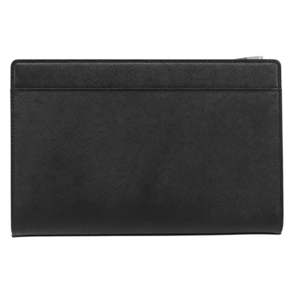 BURBERRY Clutch Bag PVC Canvas Black Silver Auth am11725V