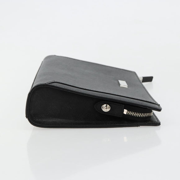 BURBERRY Clutch Bag PVC Canvas Black Silver Auth am11725V