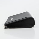 BURBERRY Clutch Bag PVC Canvas Black Silver Auth am11725V-4