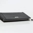 BURBERRY Clutch Bag PVC Canvas Black Silver Auth am11725V-5