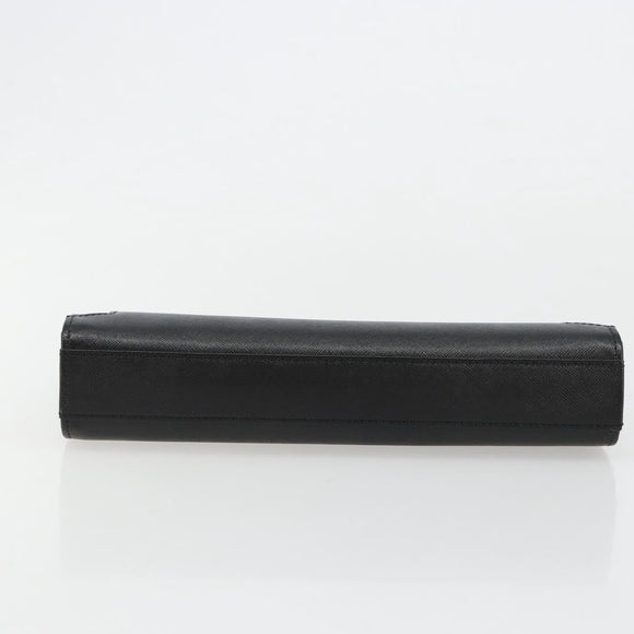 BURBERRY Clutch Bag PVC Canvas Black Silver Auth am11725V