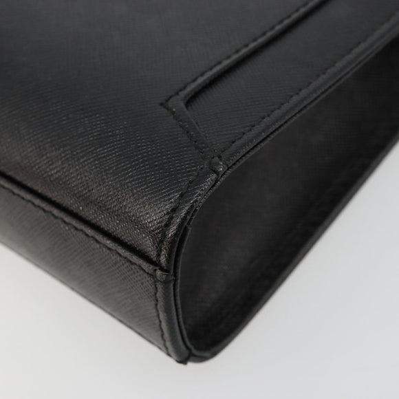 BURBERRY Clutch Bag PVC Canvas Black Silver Auth am11725V