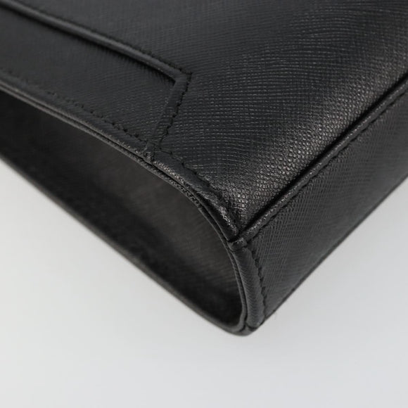 BURBERRY Clutch Bag PVC Canvas Black Silver Auth am11725V