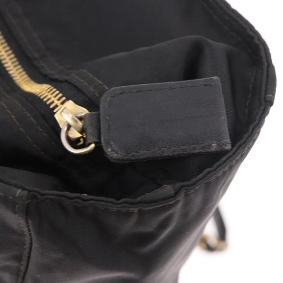 PRADA Chain Tote Bag Nylon Black Gold Auth am11728A