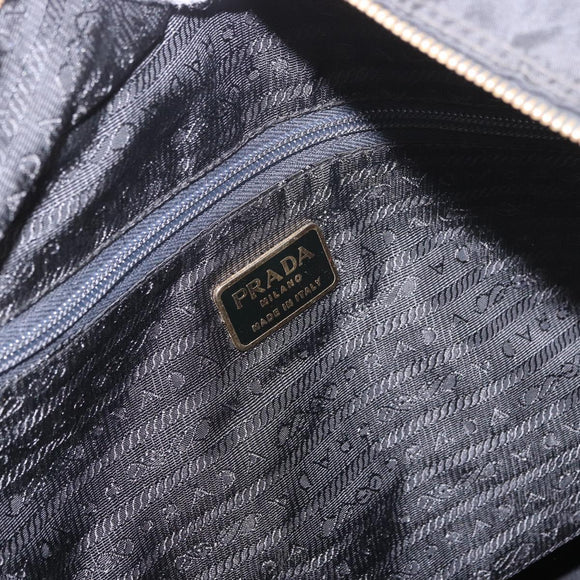 PRADA Chain Tote Bag Nylon Black Gold Auth am11728A