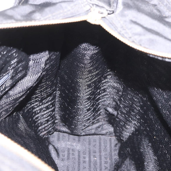 PRADA Chain Tote Bag Nylon Black Gold Auth am11728A