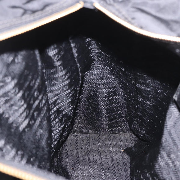 PRADA Chain Tote Bag Nylon Black Gold Auth am11728A