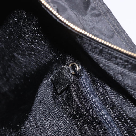PRADA Chain Tote Bag Nylon Black Gold Auth am11728A