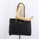PRADA Chain Tote Bag Nylon Black Gold Auth am11728A-24