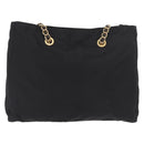 PRADA Chain Tote Bag Nylon Black Gold Auth am11728A-3