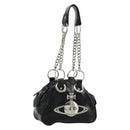 Vivienne Westwood Chain Tote Bag Leather Black Silver Auth am11730V-1