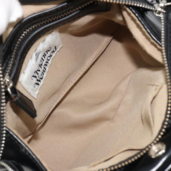 Vivienne Westwood Chain Tote Bag Leather Black Silver Auth am11730V