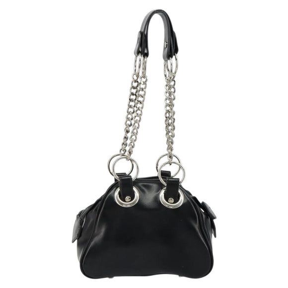 Vivienne Westwood Chain Tote Bag Leather Black Silver Auth am11730V