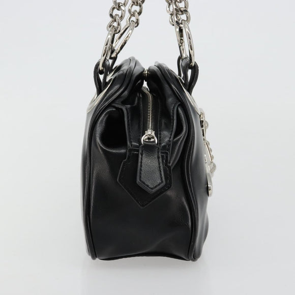 Vivienne Westwood Chain Tote Bag Leather Black Silver Auth am11730V