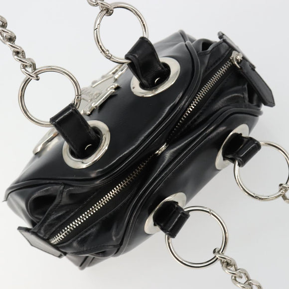 Vivienne Westwood Chain Tote Bag Leather Black Silver Auth am11730V