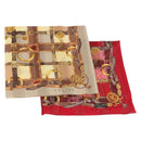 CELINE Handkerchief Cotton 2 Pieces Set Red Beige Auth am11739A-1