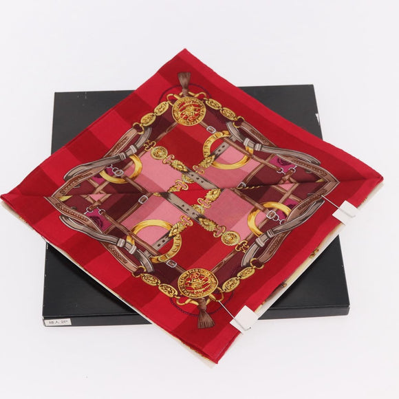 CELINE Handkerchief Cotton 2 Pieces Set Red Beige Auth am11739A