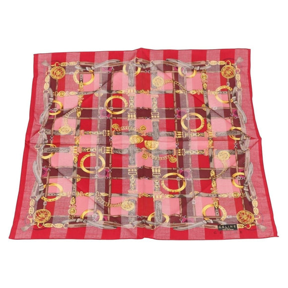 CELINE Handkerchief Cotton 2 Pieces Set Red Beige Auth am11739A
