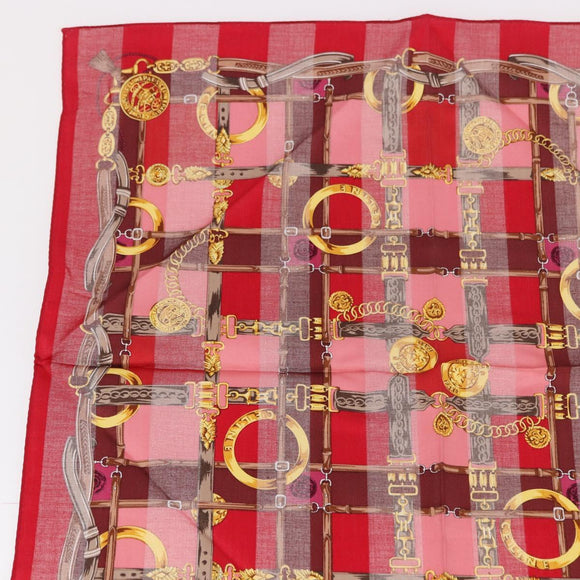 CELINE Handkerchief Cotton 2 Pieces Set Red Beige Auth am11739A