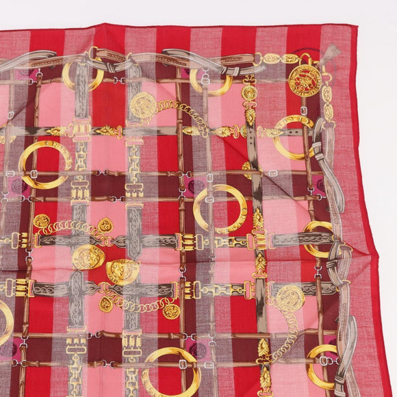 CELINE Handkerchief Cotton 2 Pieces Set Red Beige Auth am11739A