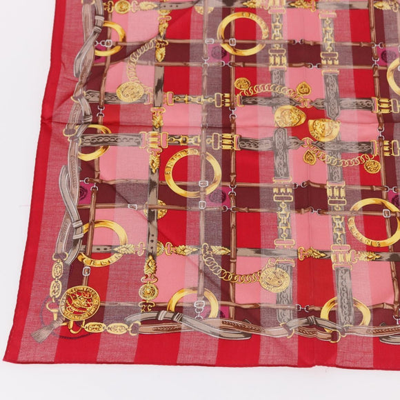 CELINE Handkerchief Cotton 2 Pieces Set Red Beige Auth am11739A