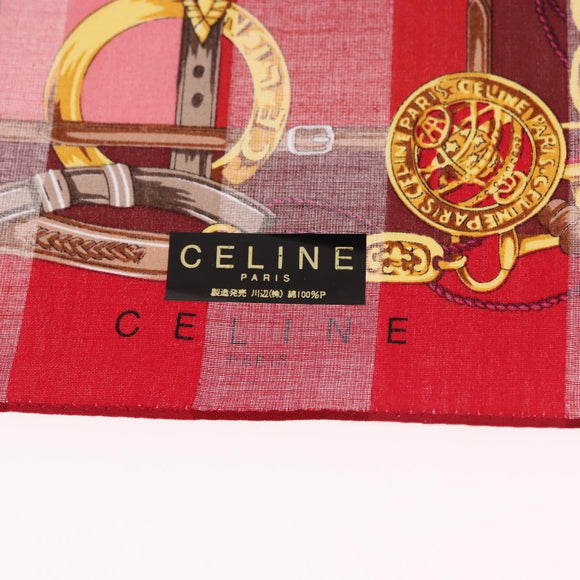 CELINE Handkerchief Cotton 2 Pieces Set Red Beige Auth am11739A