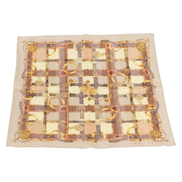 CELINE Handkerchief Cotton 2 Pieces Set Red Beige Auth am11739A