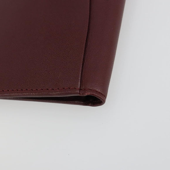 CARTIER Must Line Passport Case Leather Bordeaux Gold Auth am11743A