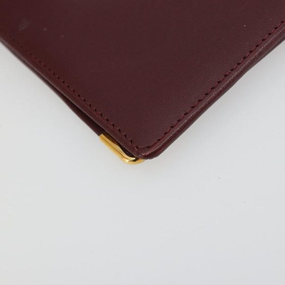 CARTIER Must Line Passport Case Leather Bordeaux Gold Auth am11743A