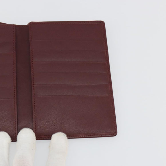 CARTIER Must Line Passport Case Leather Bordeaux Gold Auth am11743A