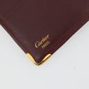 CARTIER Must Line Passport Case Leather Bordeaux Gold Auth am11743A-9