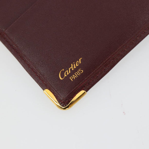 CARTIER Must Line Passport Case Leather Bordeaux Gold Auth am11743A
