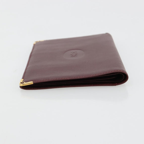 CARTIER Must Line Passport Case Leather Bordeaux Gold Auth am11743A