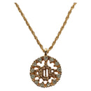 Christian Dior DIOR Logo Strass-Halskette Metall Gold Authentisch am11748V-1