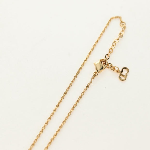 Christian Dior DIOR Logo Strass-Halskette Metall Gold Authentisch am11748V